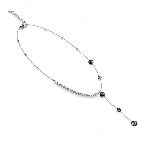 Obsidian | Silber | Glühwürmchen-Glas-Kaskaden-Doppelanhänger